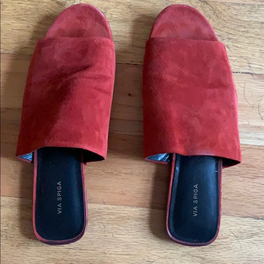 Via Spiga Suede Copper Slides VGUC 7.5M